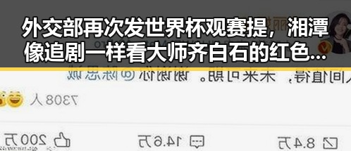 外交部再次发世界杯观赛提，湘潭像追剧一样看大师齐白石的红色热土黑料正能量
